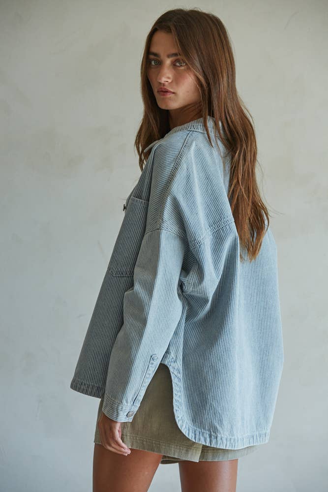 Denim Striped Print Jacket