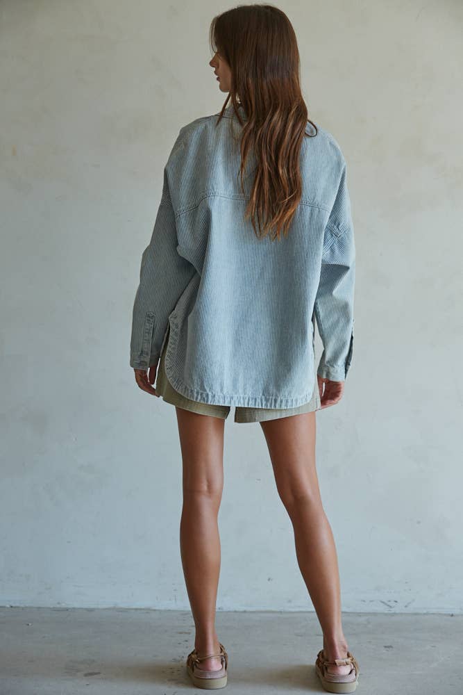 Denim Striped Print Jacket