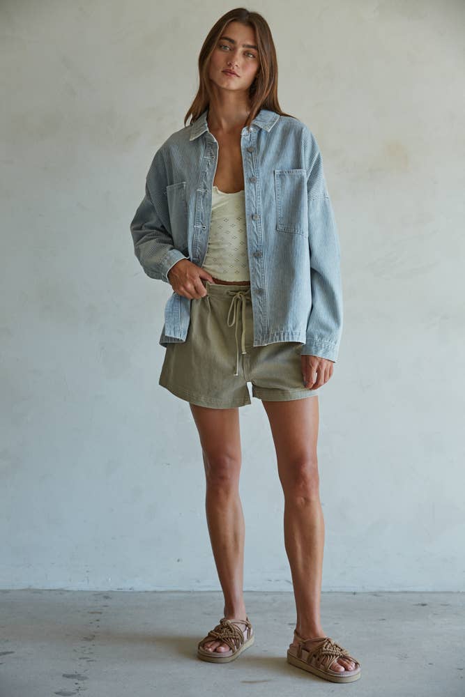 Denim Striped Print Jacket