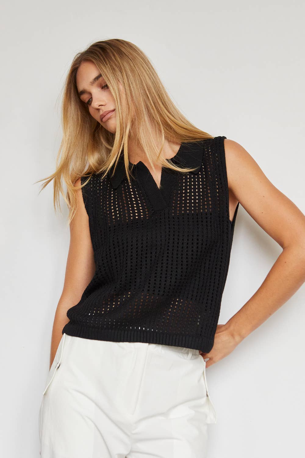 Collared Sweater Vest Top