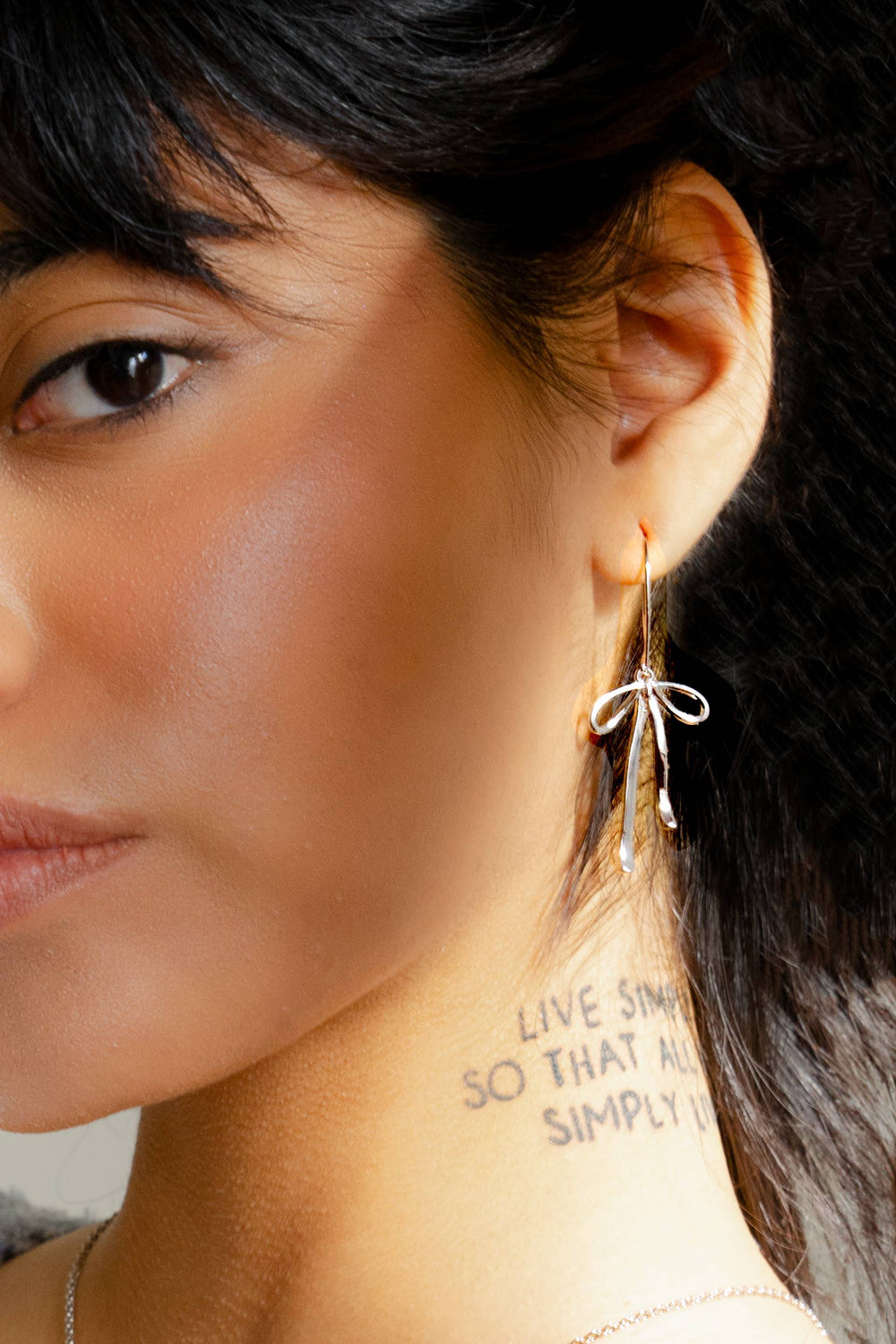 Bow Earrings - Silver Rhodium Plated