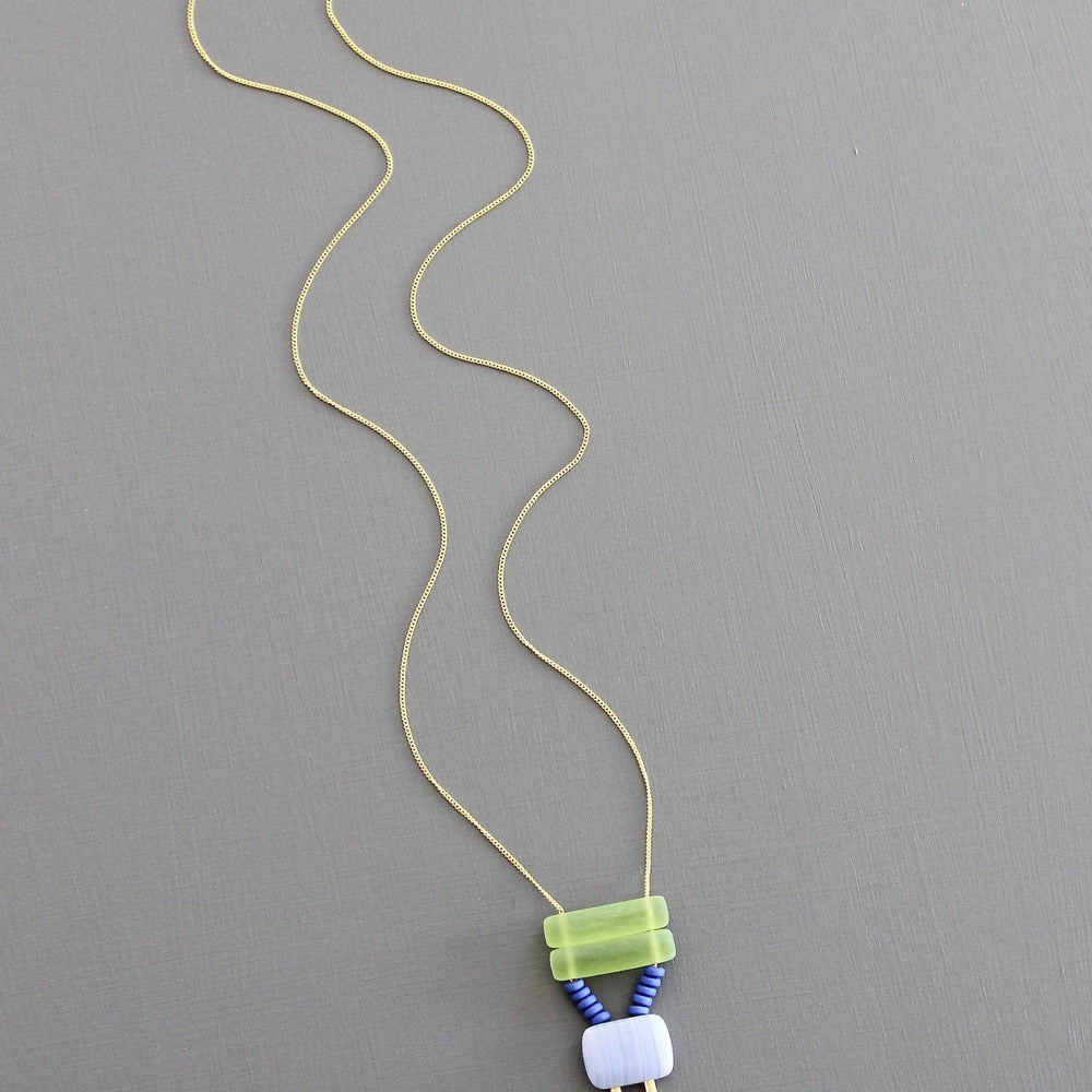 
                      
                        Green and Lavender Geometric Necklace
                      
                    