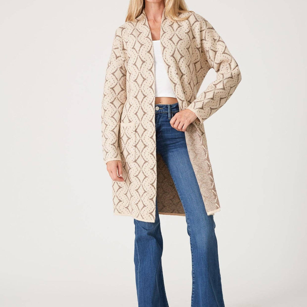 
                      
                        Diamond Jacquard Belted Cardigan
                      
                    