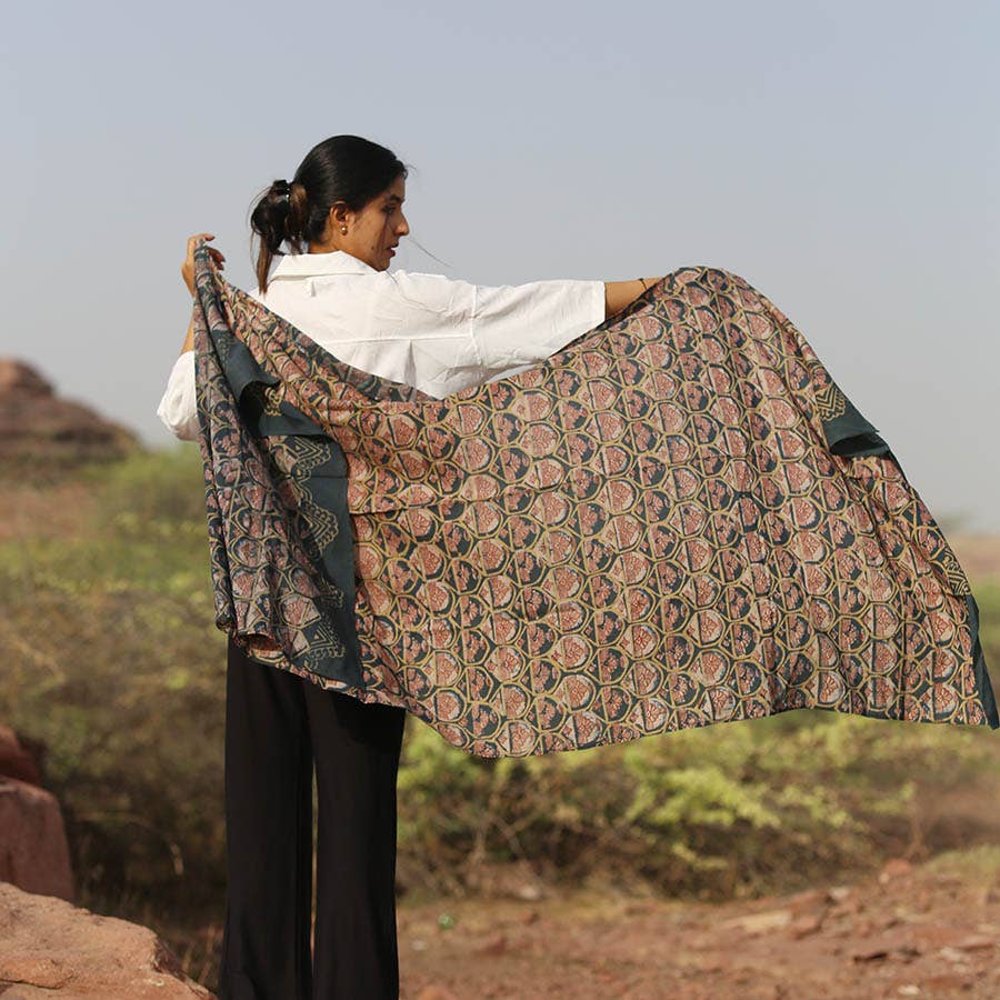 
                      
                        Cotton Silk Block Print Scarf - Emerald
                      
                    