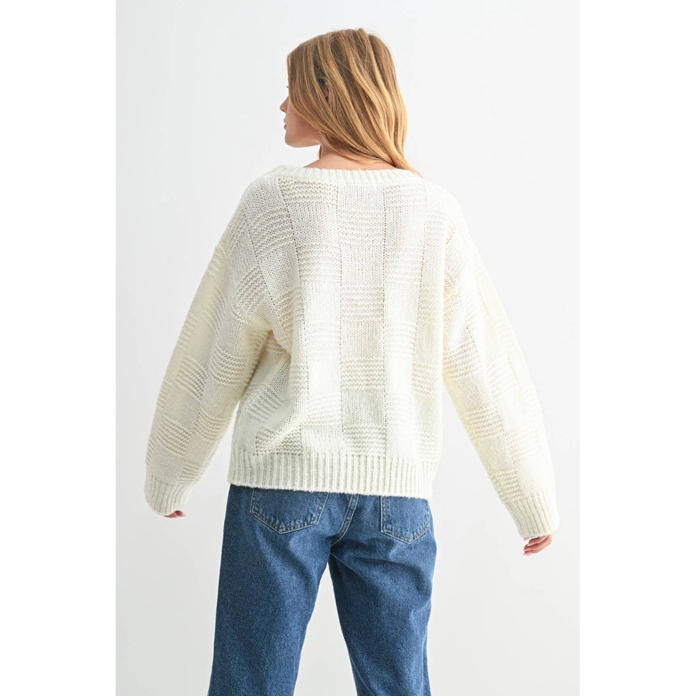 
                      
                        Checker Knit Sweater - White
                      
                    