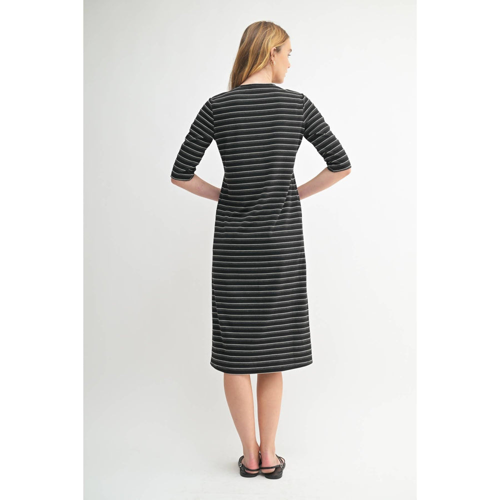 
                      
                        3/4 Sleeve Stripe Knit Dress
                      
                    