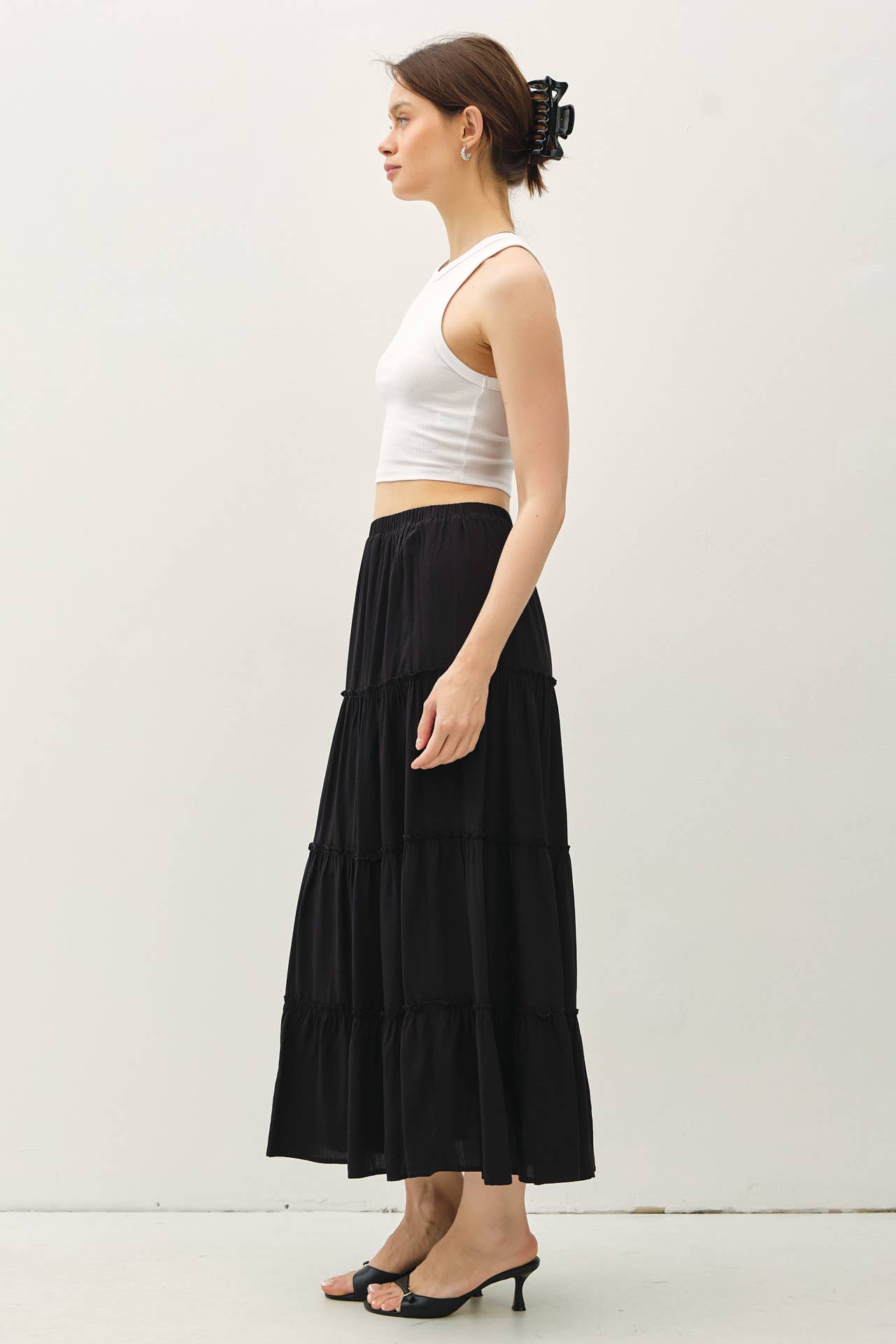 Tiered Maxi Skirt - Black