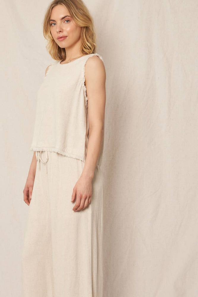 
                      
                        Linen Frayed Edge Top - Natural
                      
                    