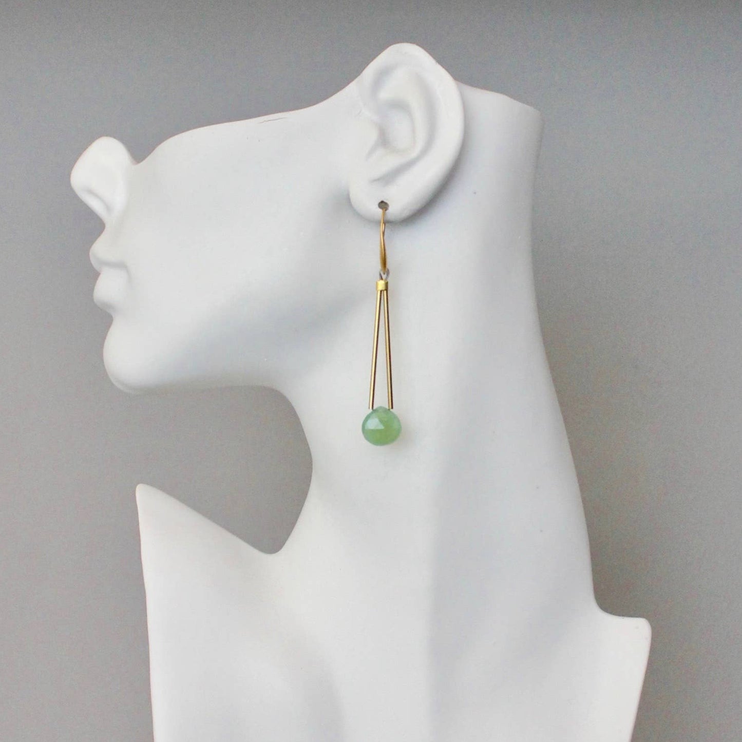 Green onyx geometric earrings