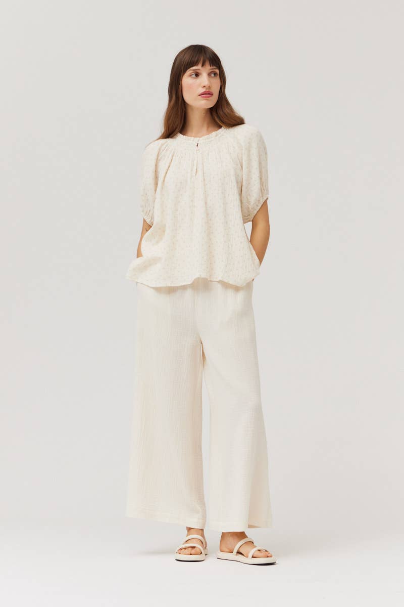 Ditsy Print Blouse - White