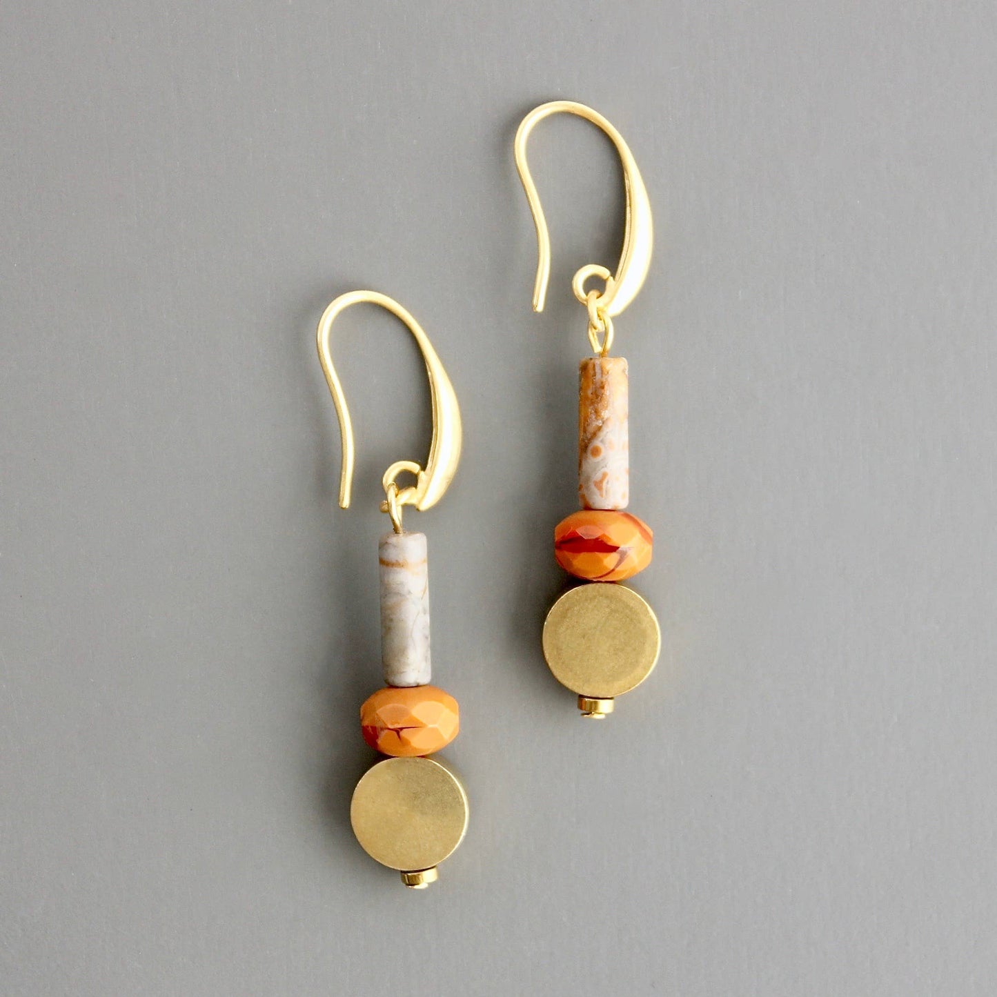 Jasper and glass earrings