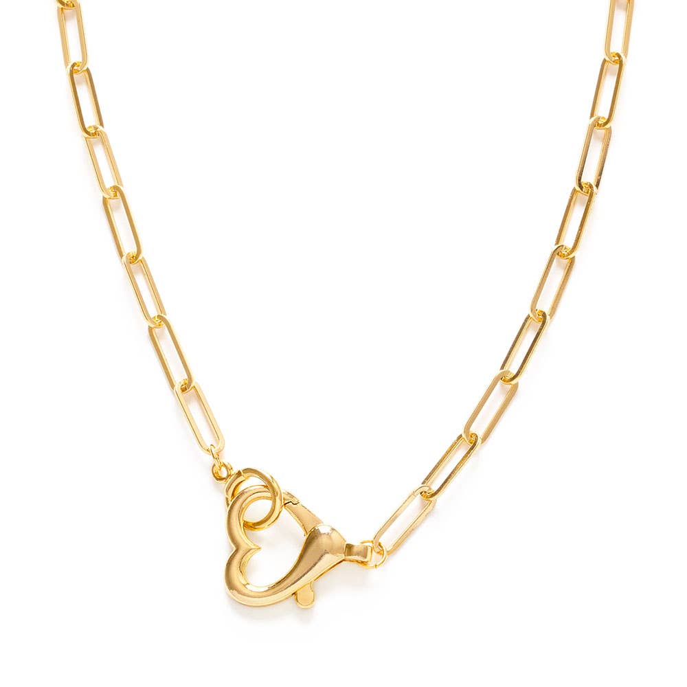 Heart Clasp on Paperclip Chain