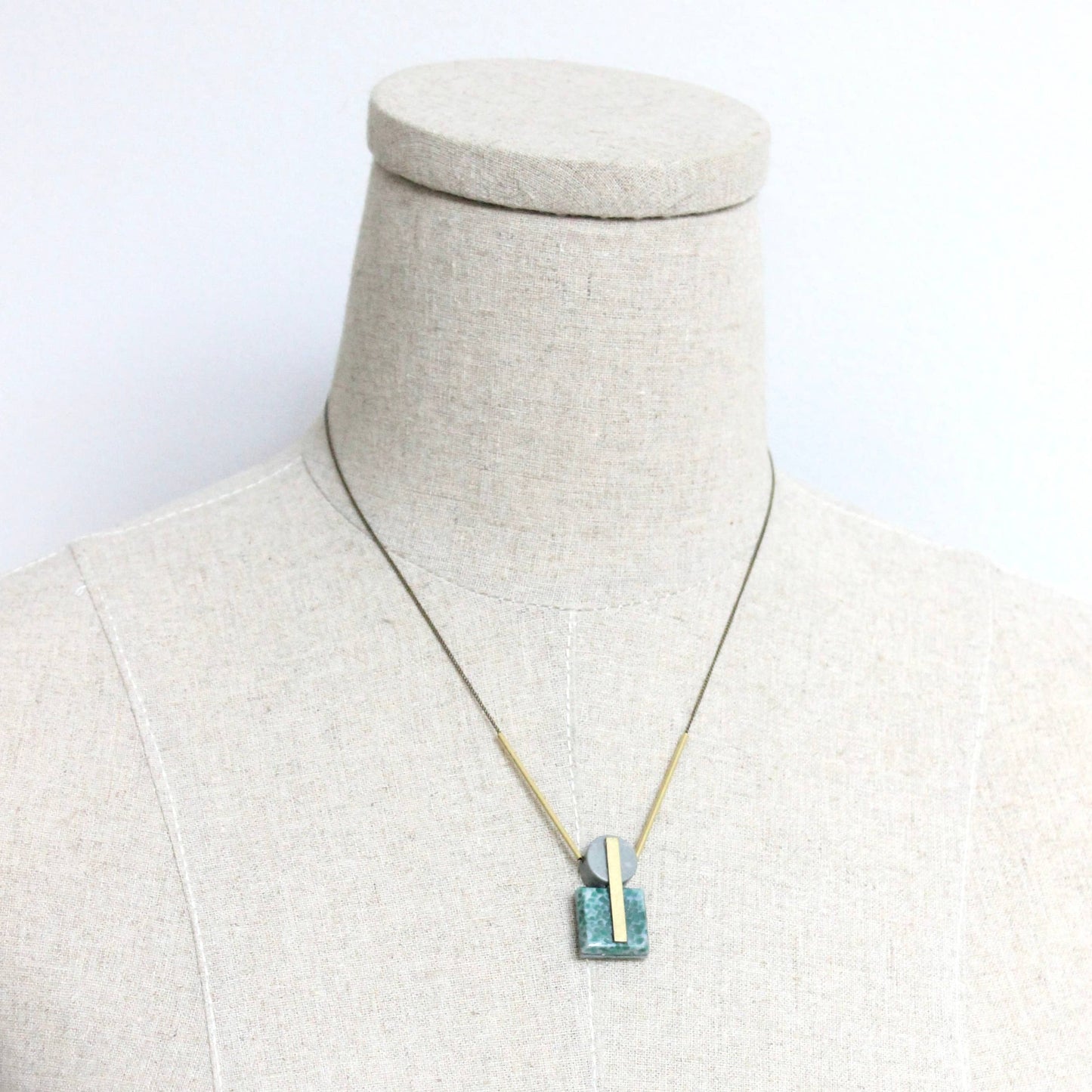 Vintage Glass and Gray Jasper Necklace