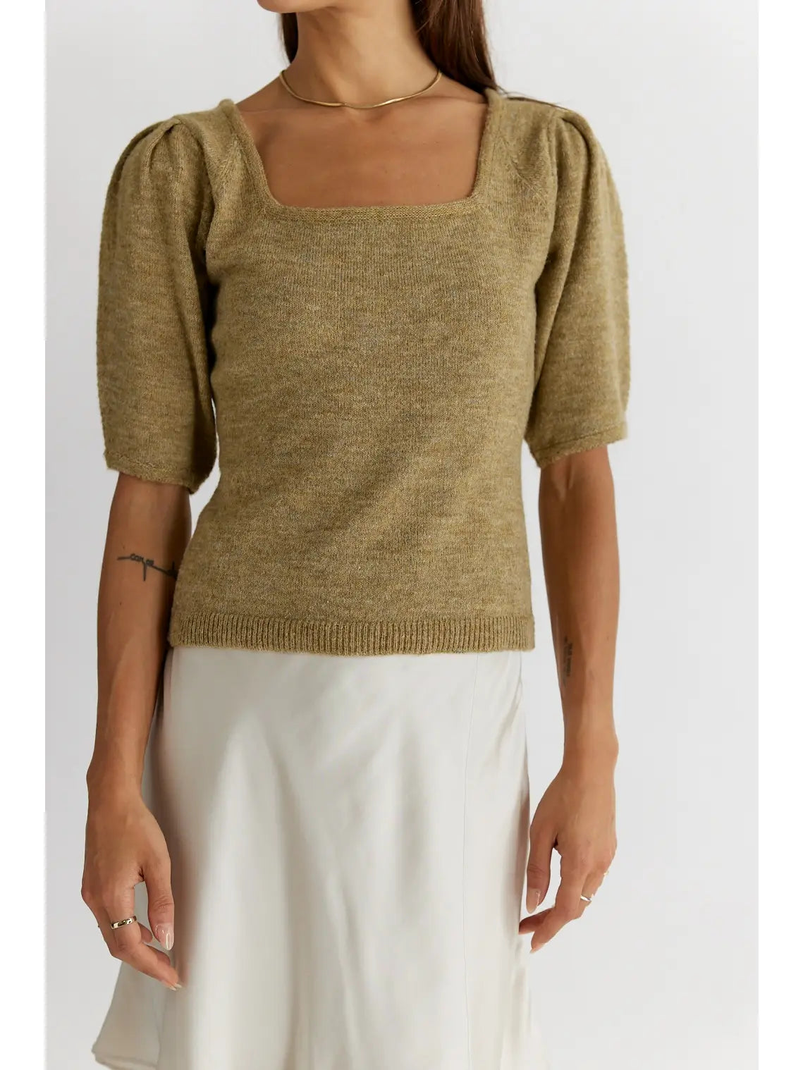 Aura Square Neck Sweater - Olive