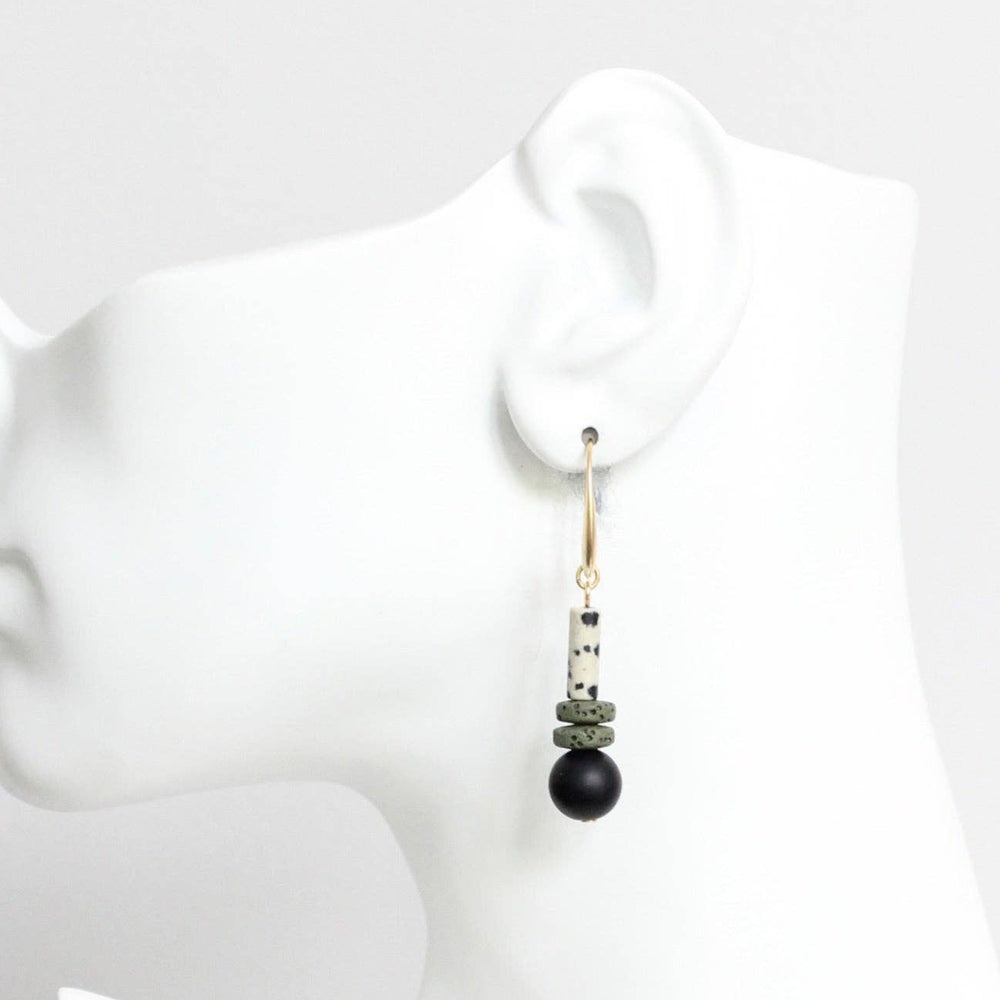 Dalmatian Jasper and Lava rock Earrings