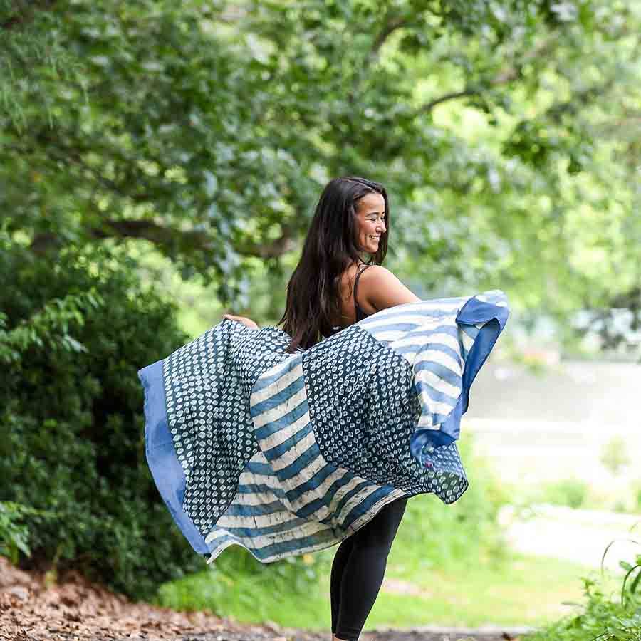 Cotton Silk Block Print Scarf - Pintu