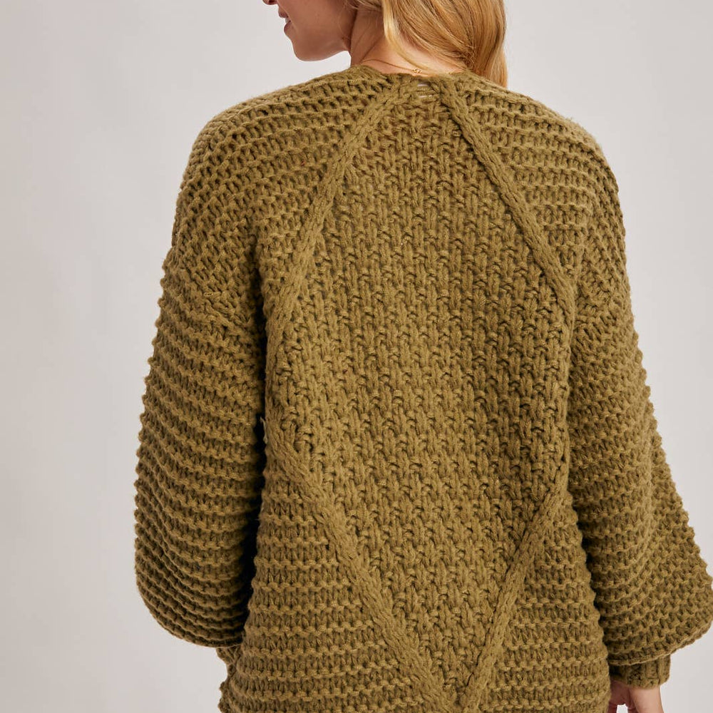 
                      
                        Cable Knit Cardigan - Olive
                      
                    