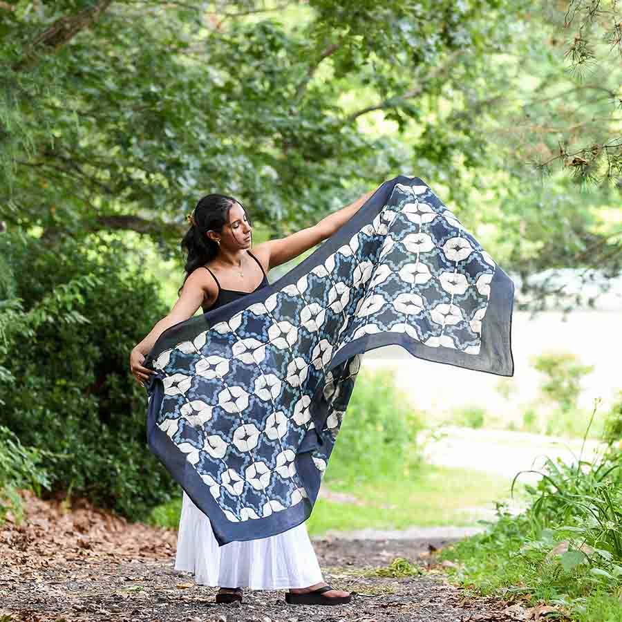 
                      
                        Cotton Silk Block Print Scarf - Grenada
                      
                    