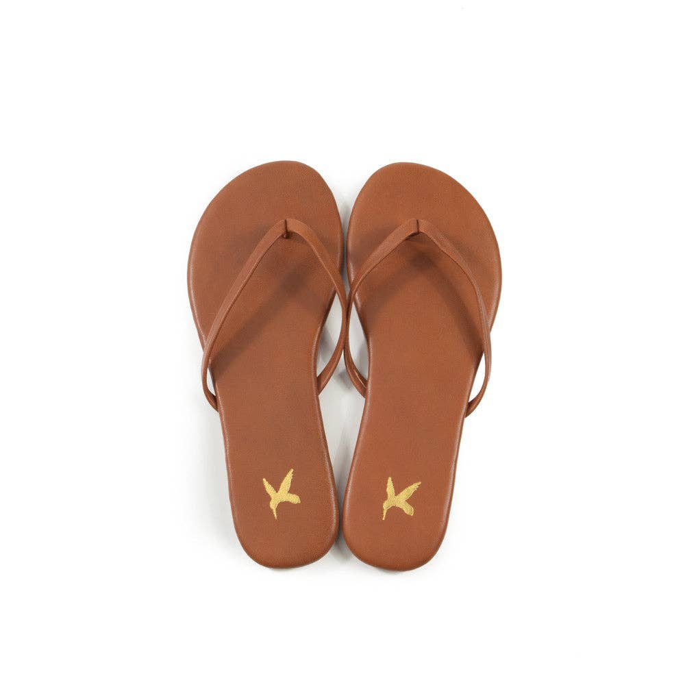 Leather Thong Sandals - Pecan