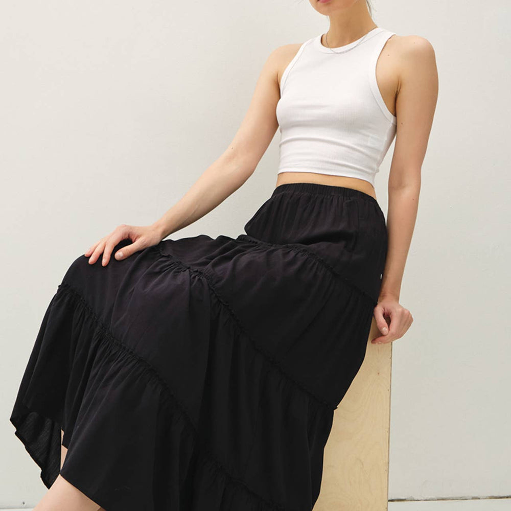 
                      
                        Tiered Maxi Skirt - Black
                      
                    