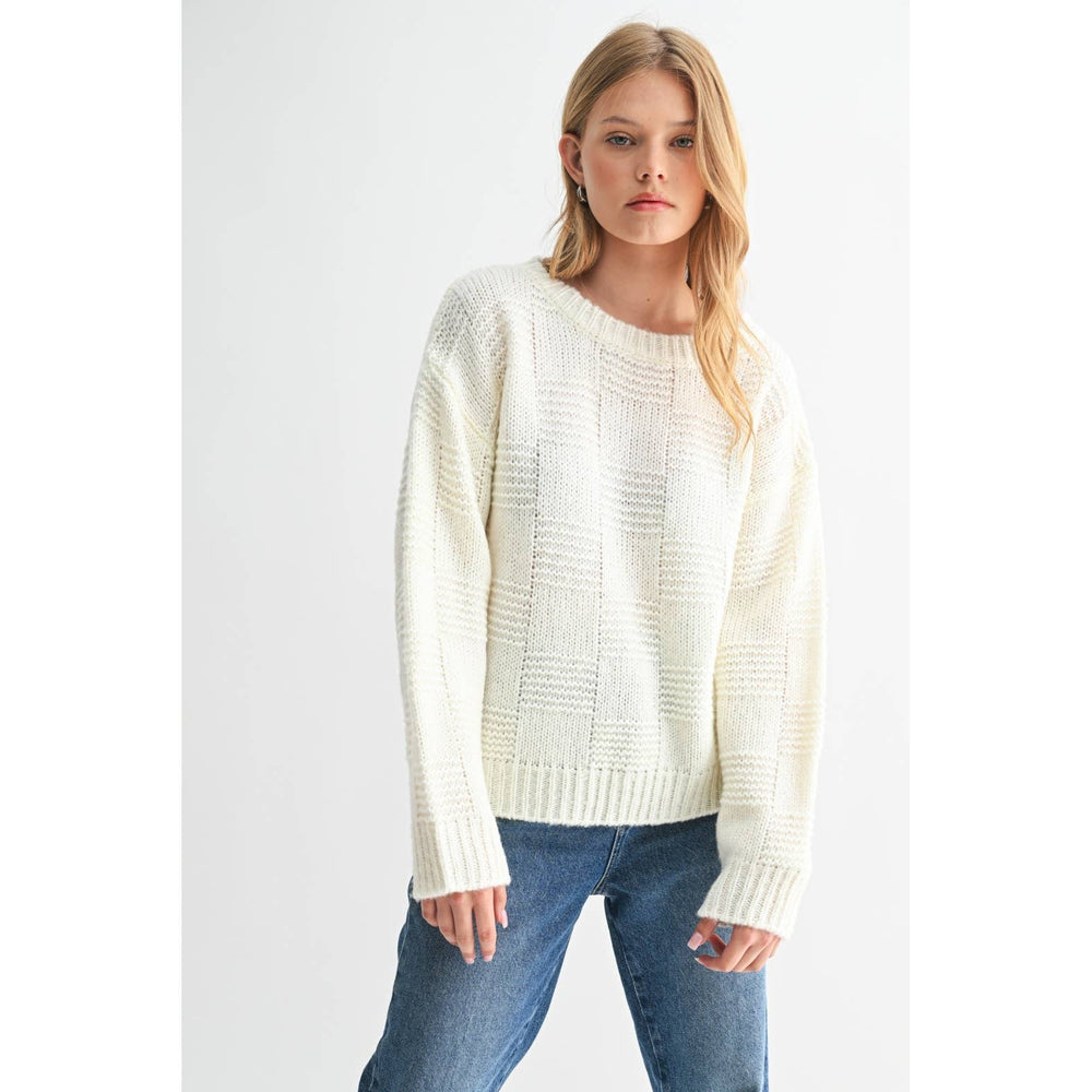 
                      
                        Checker Knit Sweater - White
                      
                    
