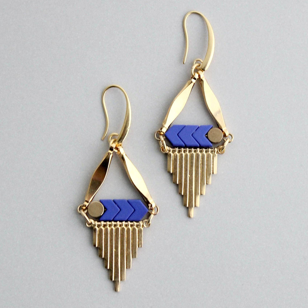 
                      
                        Blue and Brass Dangle Earrings
                      
                    