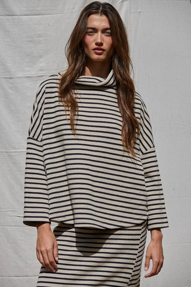 
                      
                        Knit Striped Pullover Top - Black/Taupe
                      
                    