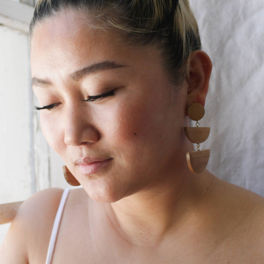 Wood Triad Earrings