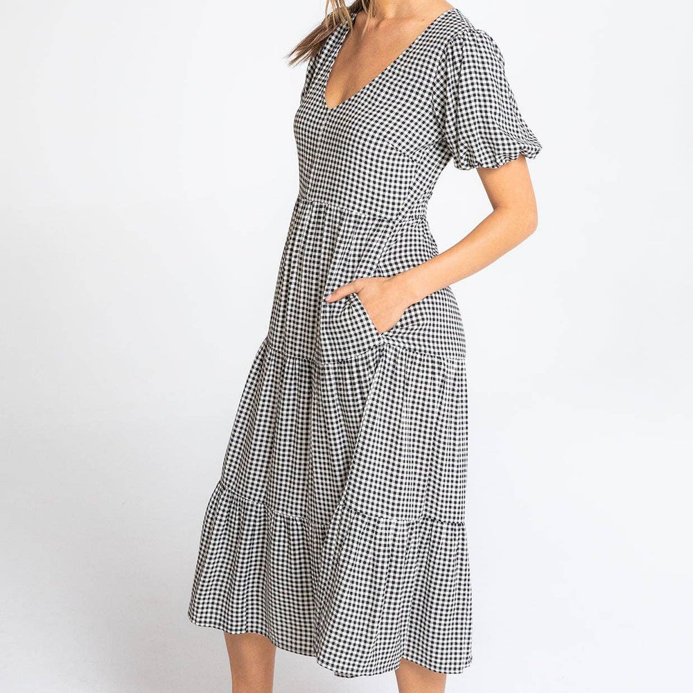 
                      
                        Gingham Puff Sleeve Midi Dress
                      
                    
