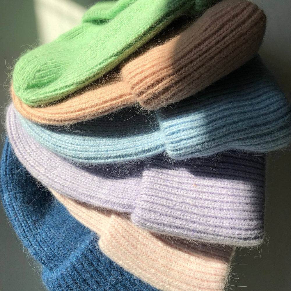 Angora Wool Beanie - Lime