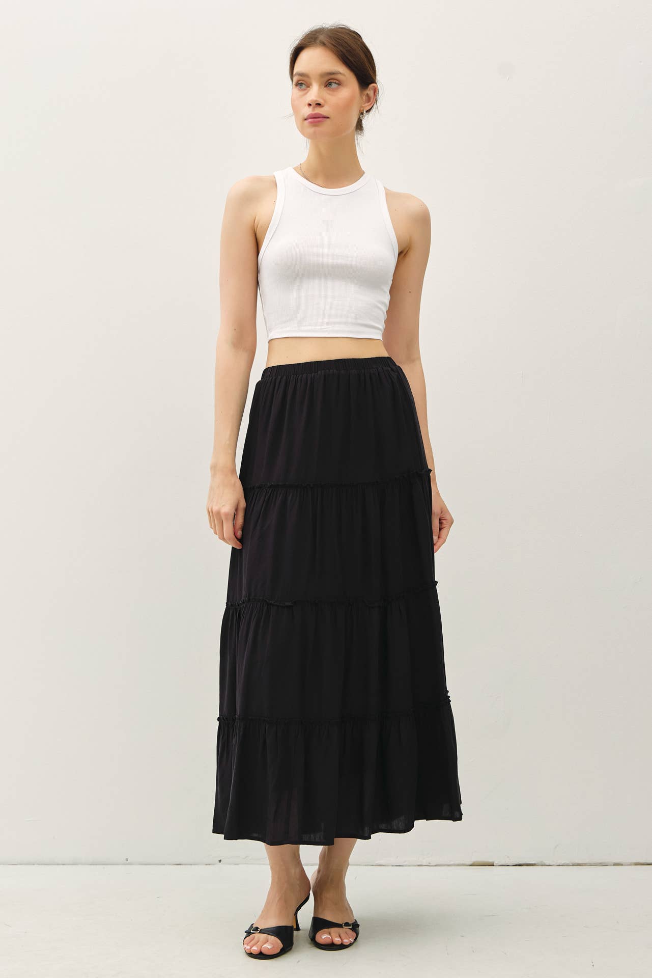 Tiered Maxi Skirt - Black