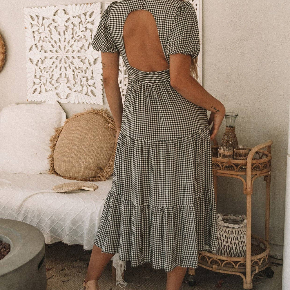 
                      
                        Gingham Puff Sleeve Midi Dress
                      
                    