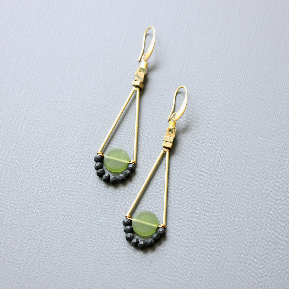 Olivine Glass Dangle Earrings