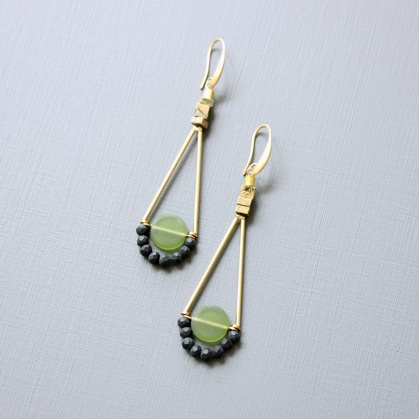Olivine Glass Dangle Earrings