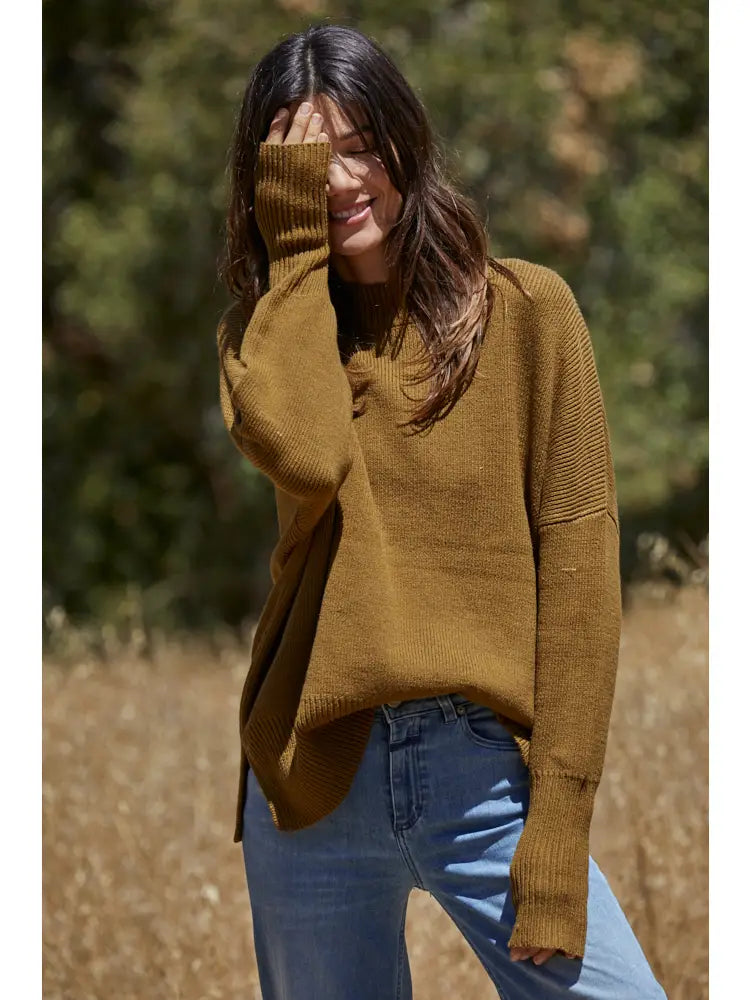 Knit Oversized Sweater - Olive