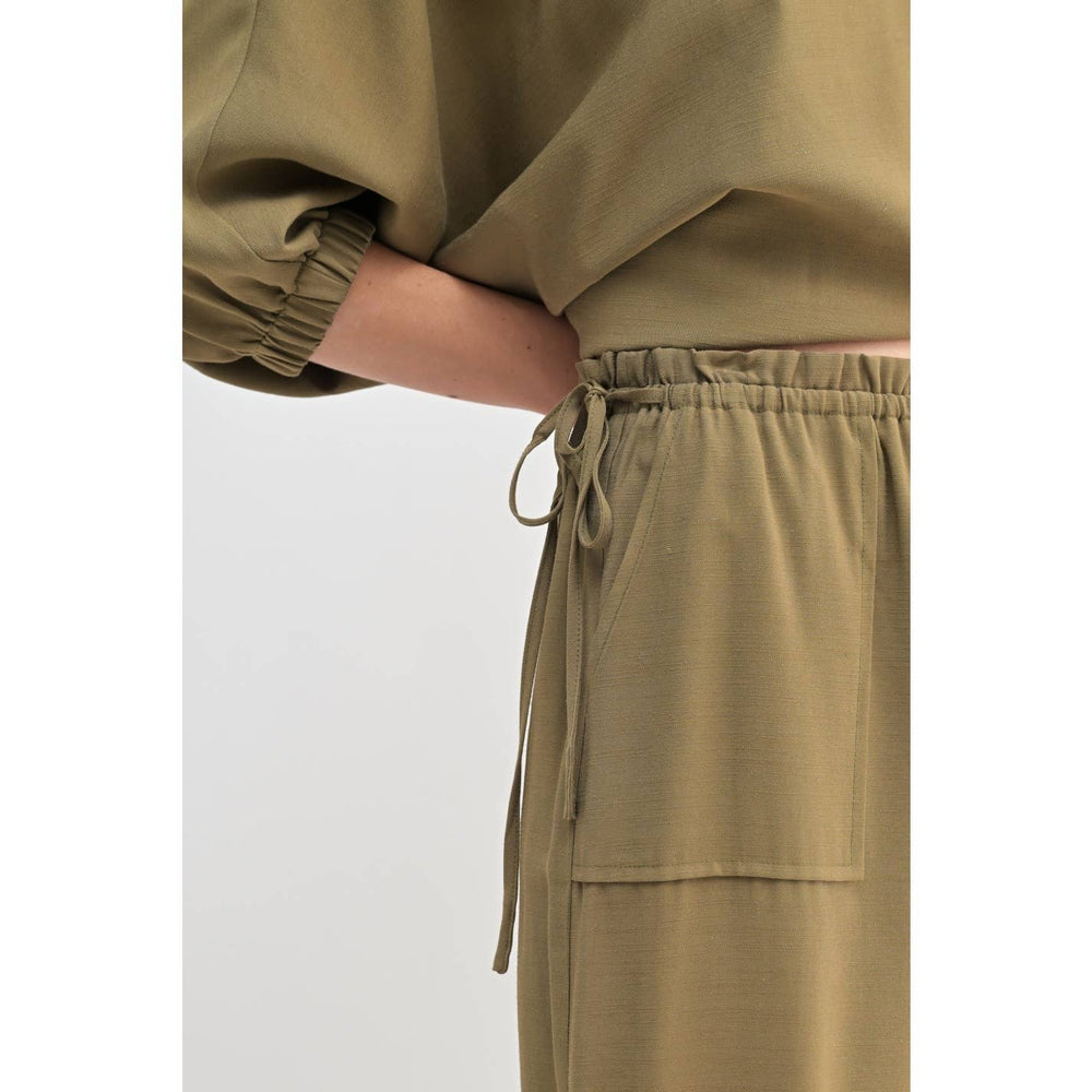 
                      
                        Ruffle Waist Pants - Olive
                      
                    