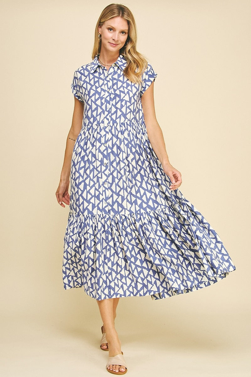 Printed Maxi Dress - Blue