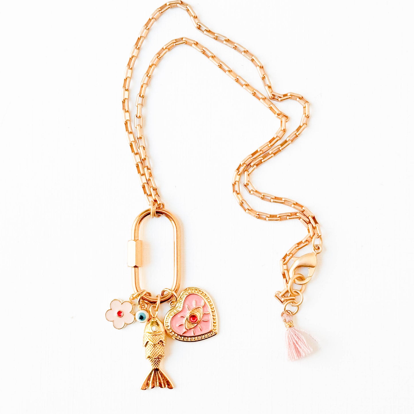 Gold Carabiner Charm Necklace
