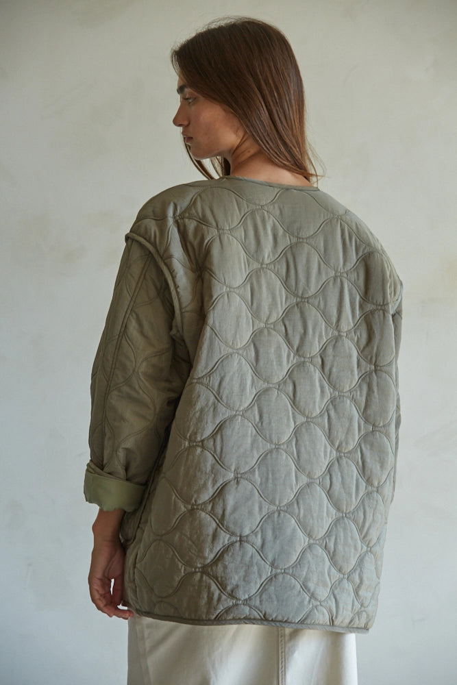 
                      
                        Woven Nylon Quilted Jacket - Olive
                      
                    