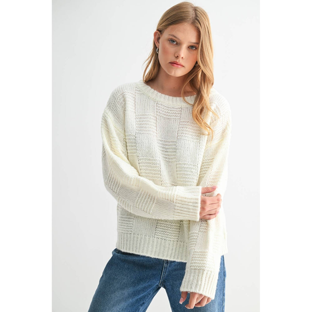 
                      
                        Checker Knit Sweater - White
                      
                    