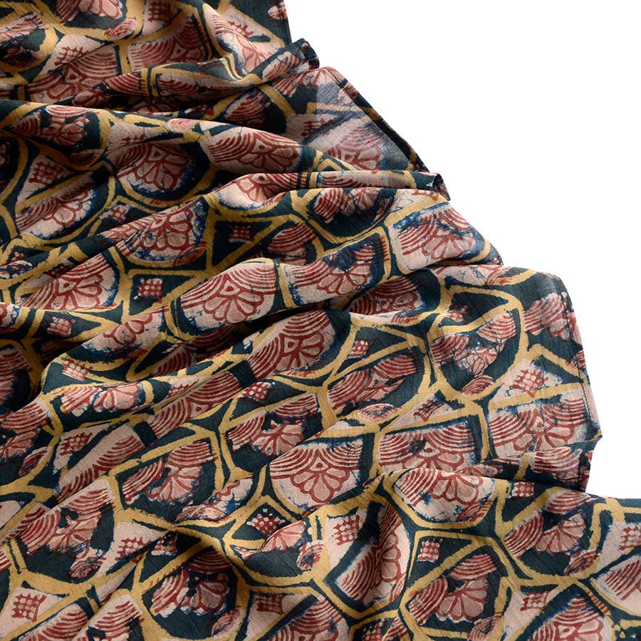 
                      
                        Cotton Silk Block Print Scarf - Emerald
                      
                    