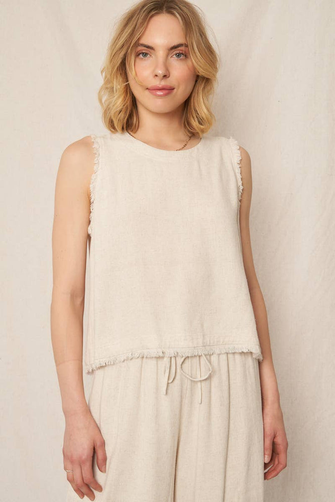 
                      
                        Linen Frayed Edge Top - Natural
                      
                    
