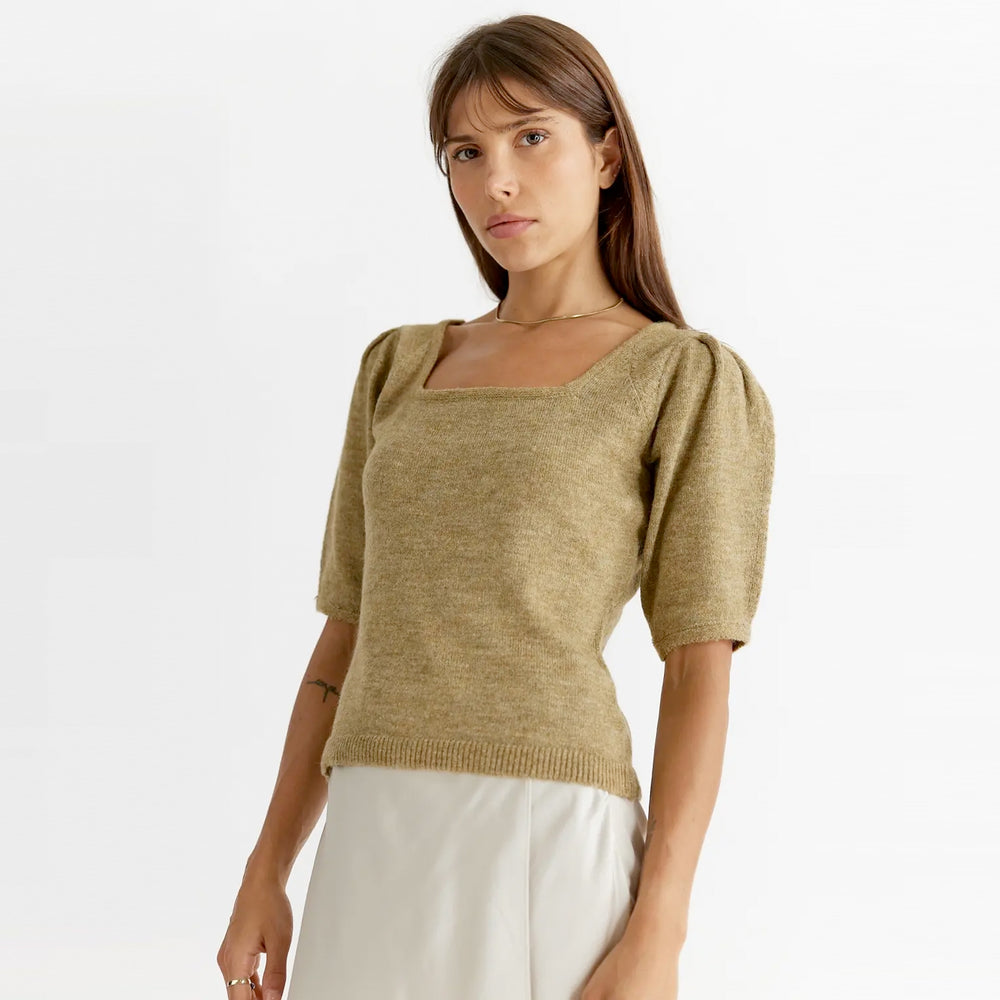 Aura Square Neck Sweater - Olive