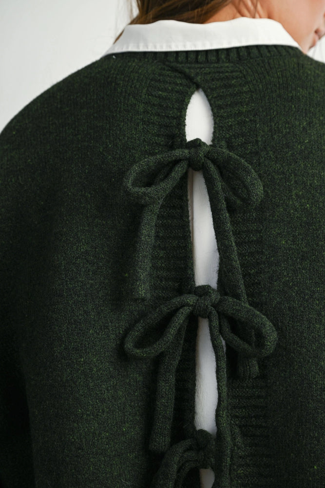 Tie-back Sweater - Emerald
