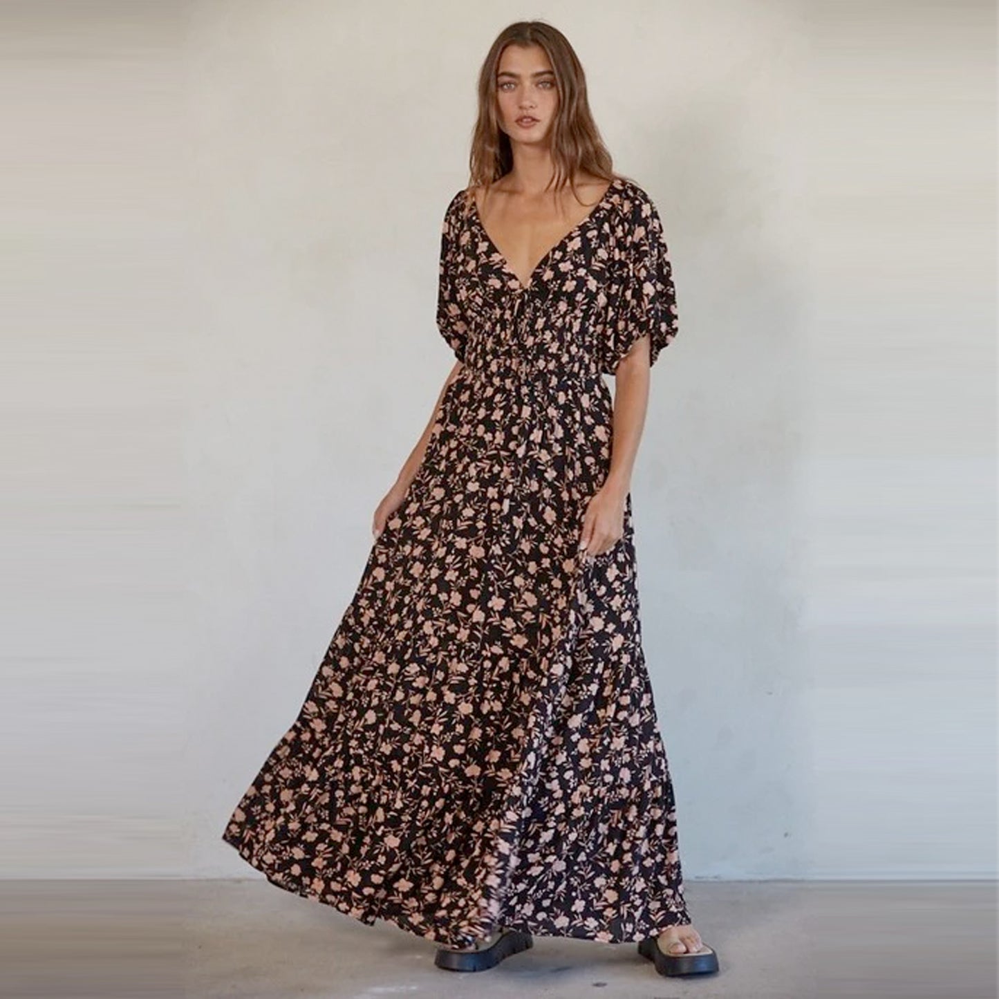 Floral Maxi Dress - Black Multi