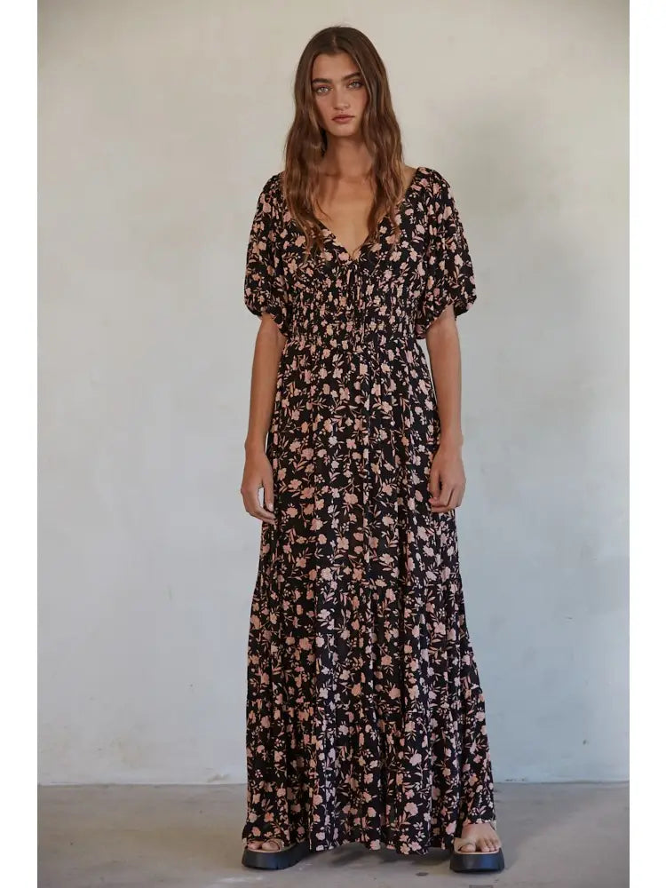 Floral Maxi Dress - Black Multi