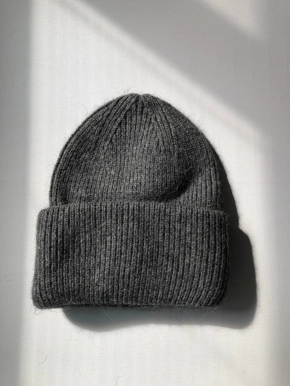 Angora Wool Beanie - Dark Grey