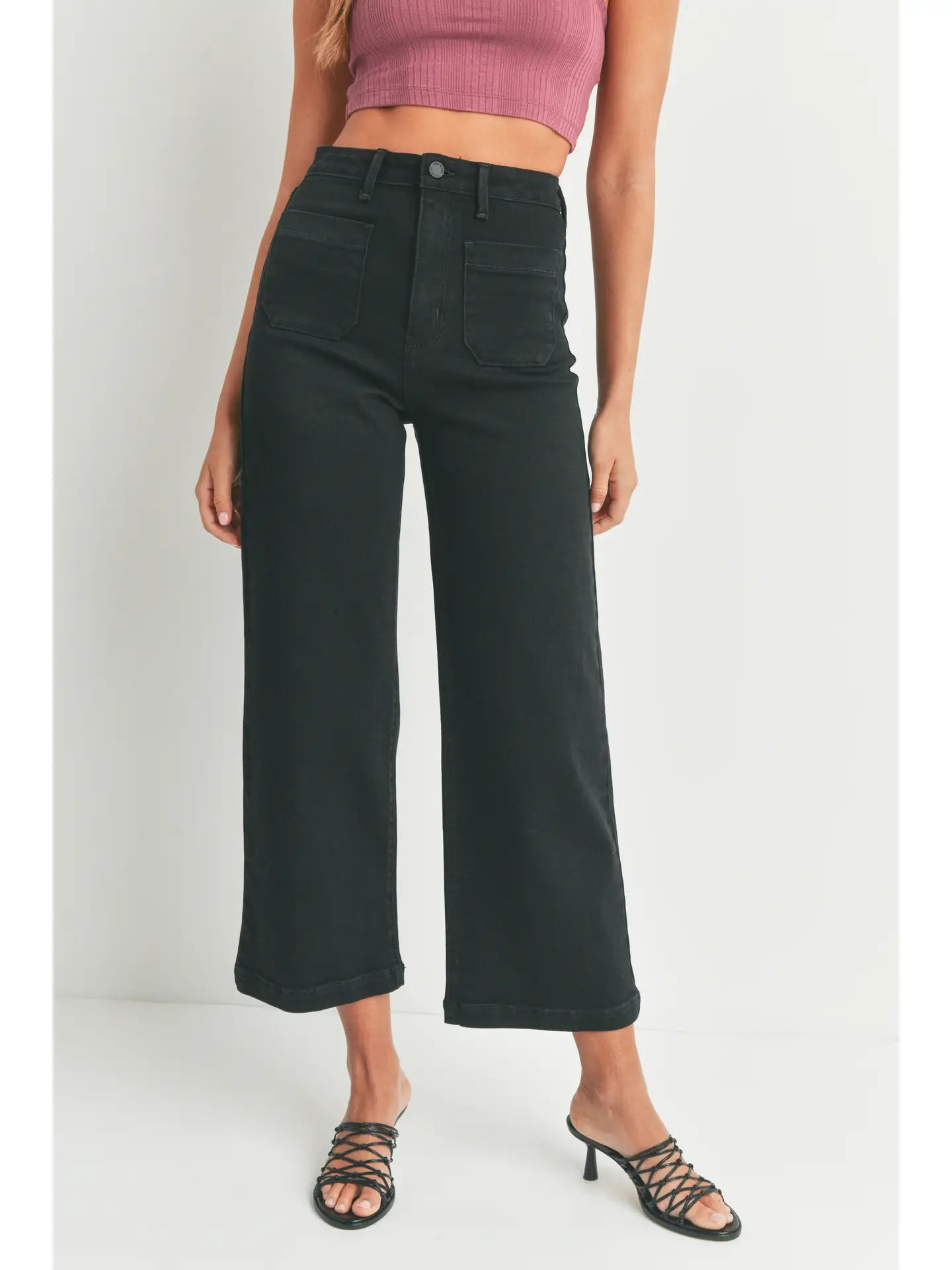 Patch Pocket Wide Leg - Black