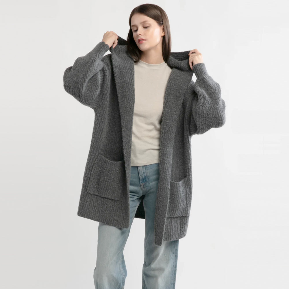 Lazy Day Hooded Cardigan - Charcoal