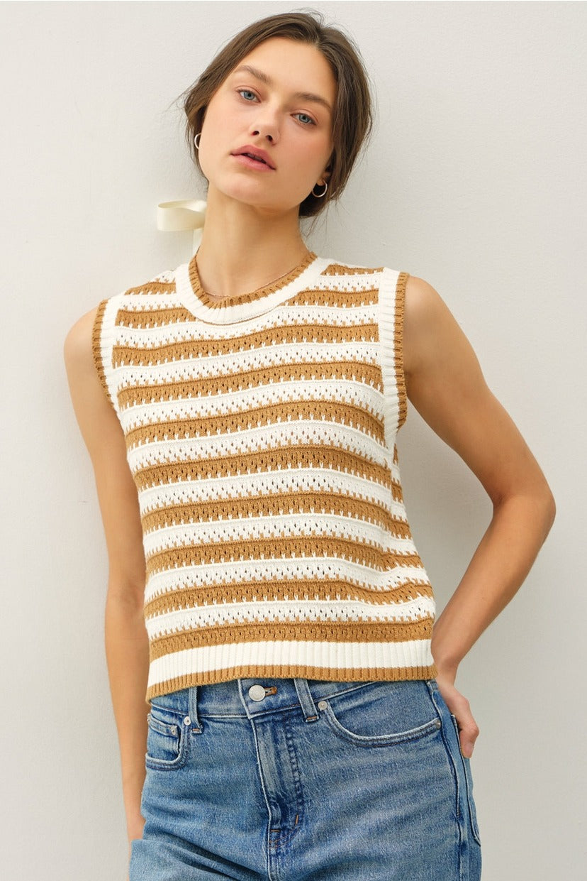 Stripped Sweater Tank - Mocha
